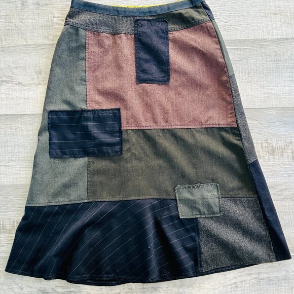 ANTHROPOLOGIE, NEESH by D.A.R. Wool Midi Patchwork Skirt (size S) - Picture 8 of 15